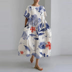 Women's Round Neck A-Line Casual Dress | Midi