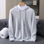 Men's Knitted Long Sleeve Winter Hoodie | Drawstring