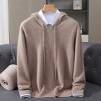 Men's Knitted Long Sleeve Winter Hoodie | Drawstring