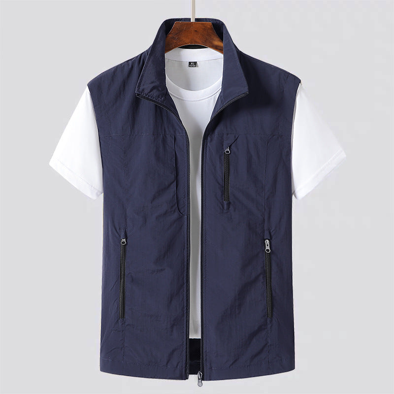 Men's Sleeveless Outdoor Vest | Stand Collar