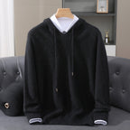 Men's Knitted Long Sleeve Winter Hoodie | Drawstring
