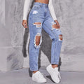 Women's High Waist Ripped Jeans | Casual