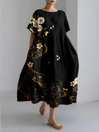 Women's Round Neck A-Line Casual Dress | Midi