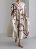Women's Round Neck A-Line Casual Dress | Midi