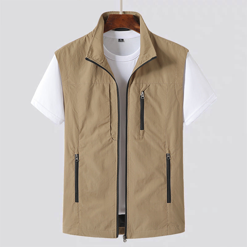 Men's Sleeveless Outdoor Vest | Stand Collar