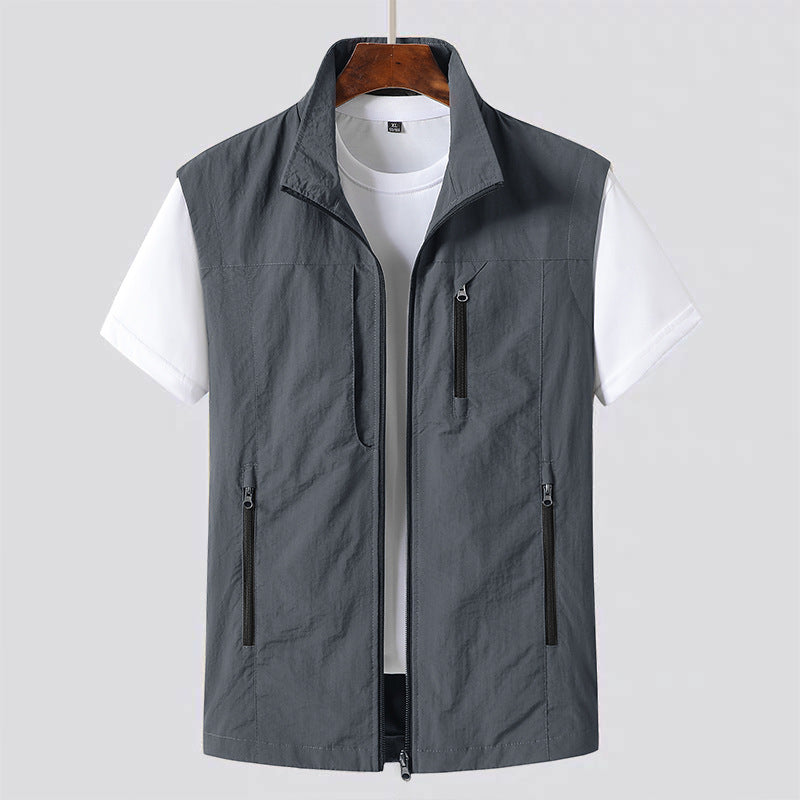 Men's Sleeveless Outdoor Vest | Stand Collar