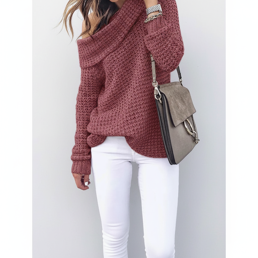 Women’s Knit Off Shoulder Sweater | Long Sleeve