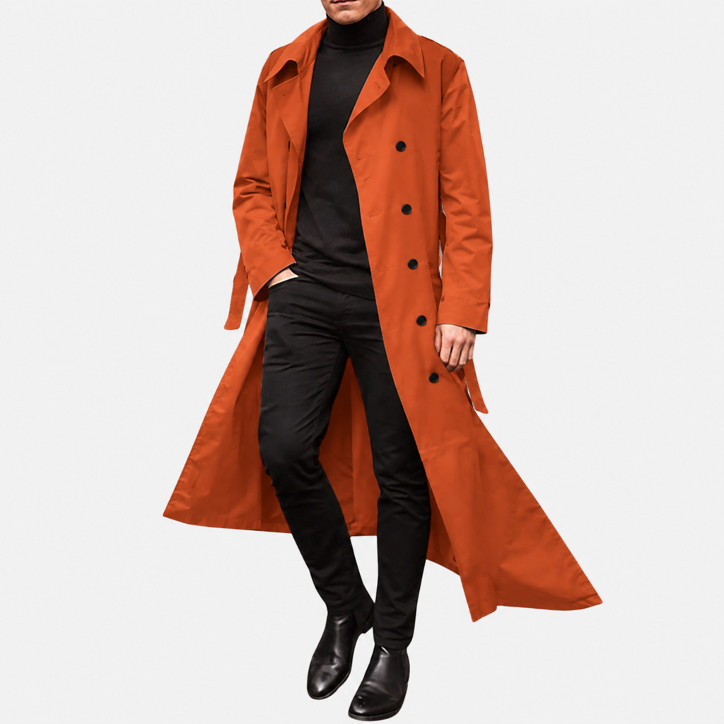 Men's Button Long Pockets Trench Coat | Winter