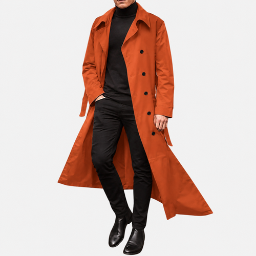 Men's Button Long Pockets Trench Coat | Winter