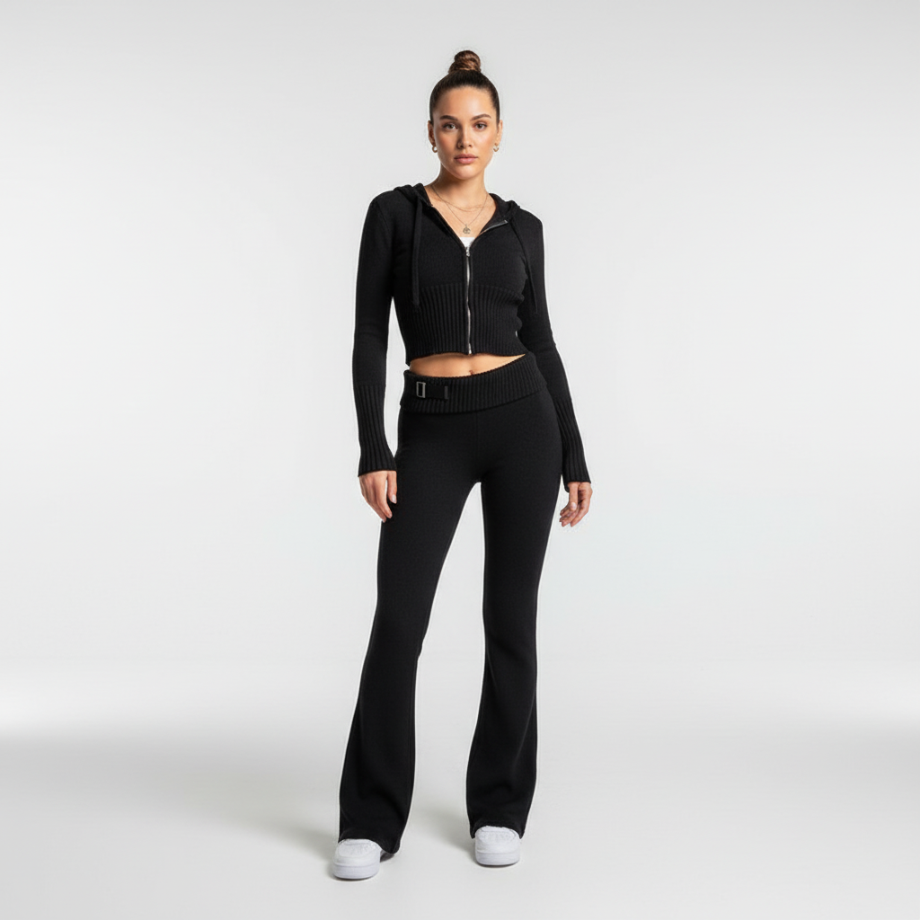 Women’s Zip-Up Cropped Set | Two Piece