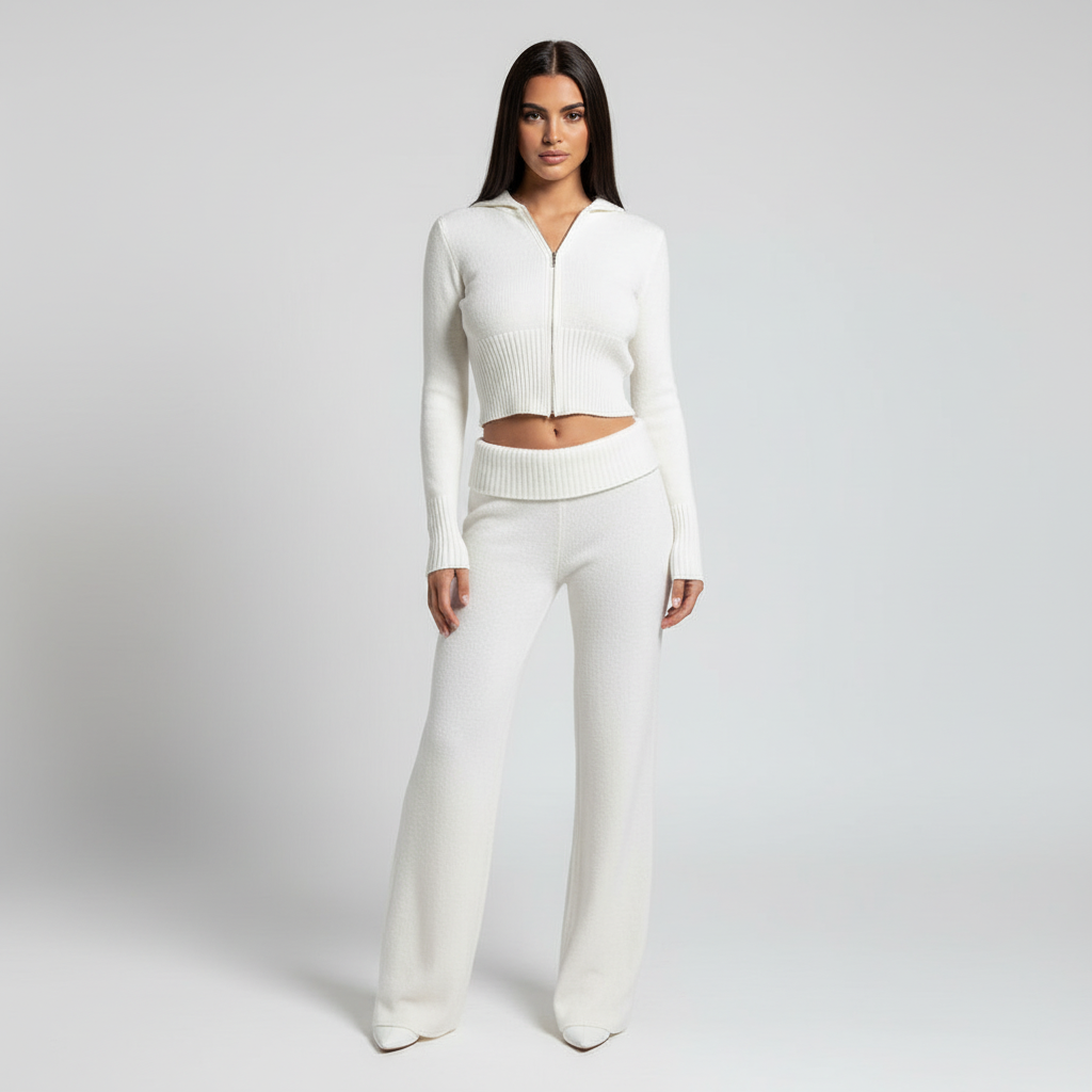 Women’s Zip-Up Cropped Set | Two Piece