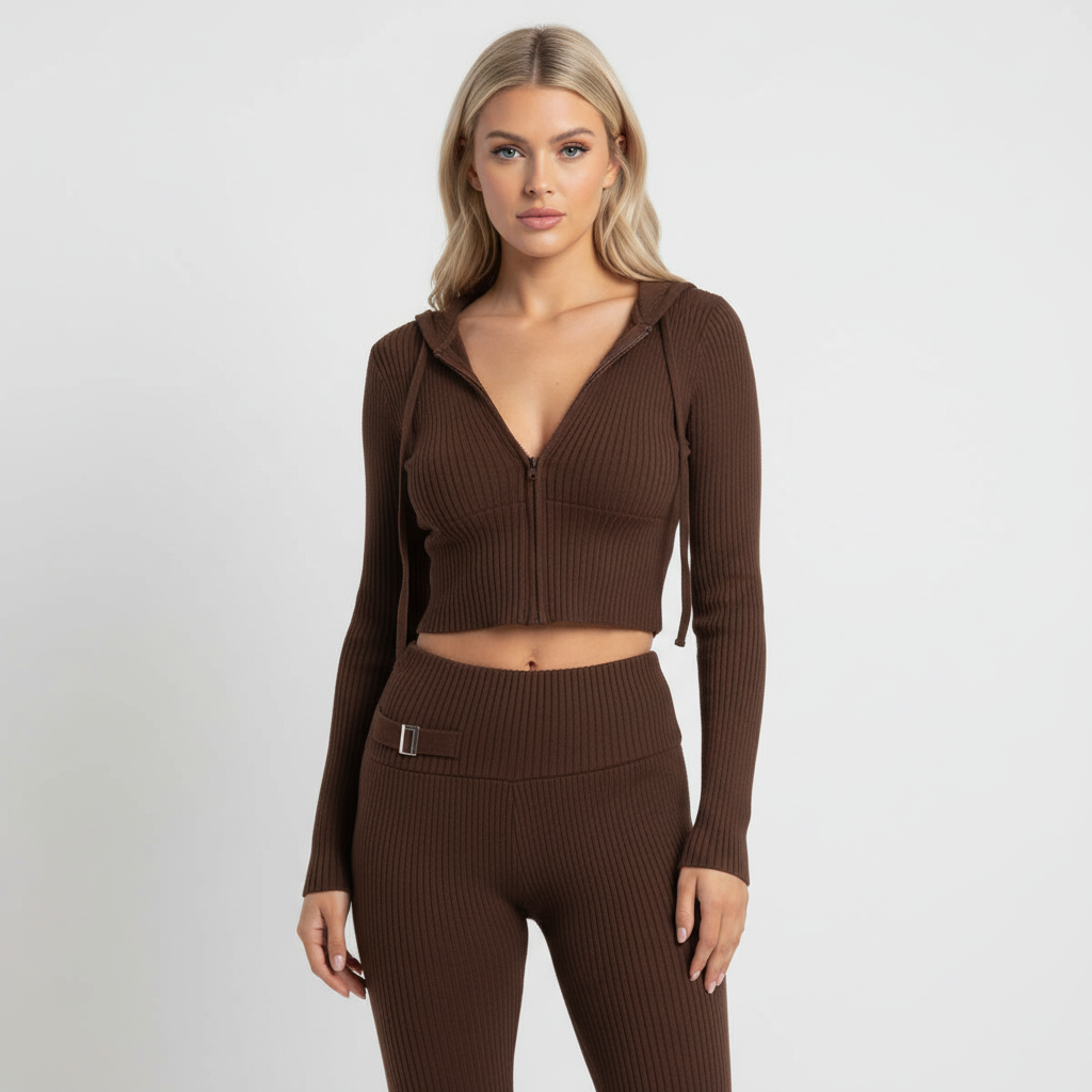 Women’s Zip-Up Cropped Set | Two Piece