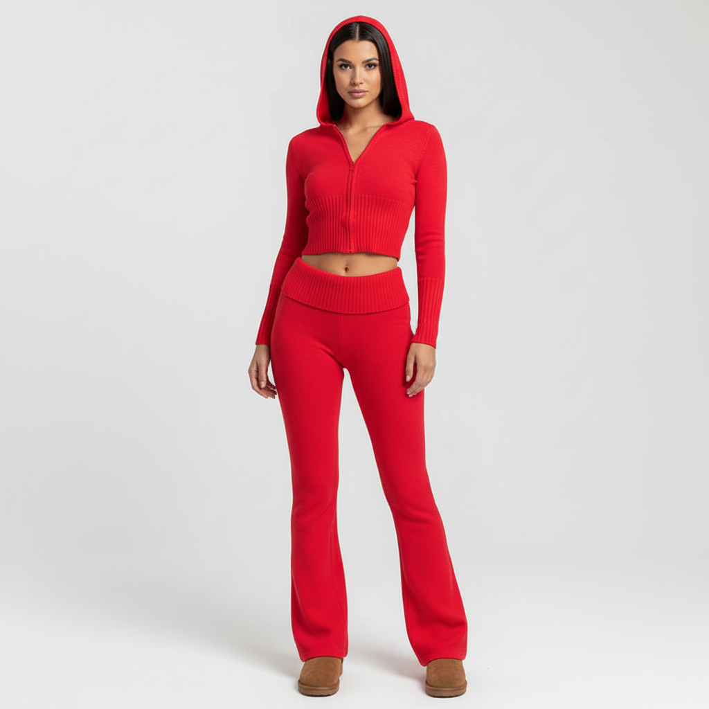 Women’s Zip-Up Cropped Set | Two Piece