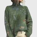 Women's Winter Printed Roll-Neck Sweater | Long Sleeve