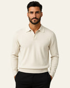 Men's Elegant Long-Sleeved Polo Shirt | Classic Collar