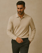 Men's Elegant Long-Sleeved Polo Shirt | Classic Collar