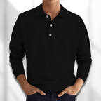 Men's Long Sleeved Casual Polo Shirt | Ribbed Sleeves