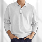 Men's Long Sleeved Casual Polo Shirt | Ribbed Sleeves