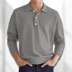 Men's Long Sleeved Casual Polo Shirt | Ribbed Sleeves