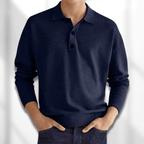 Men's Long Sleeved Casual Polo Shirt | Ribbed Sleeves