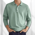Men's Long Sleeved Casual Polo Shirt | Ribbed Sleeves