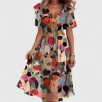 Women's Elegant Flowy Summer V-Neck Dress | Midi