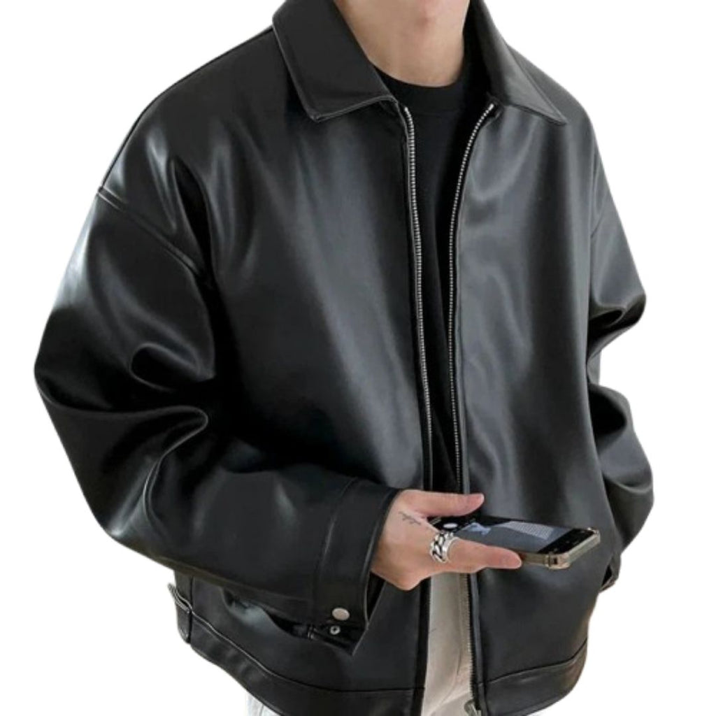 Men's Zip Up Oversized Moto Jacket | Winter