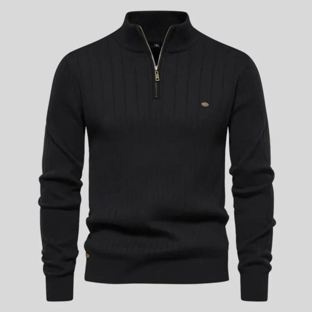 Men's Quarter Zip Ribbed Sweater | Classic Fit
