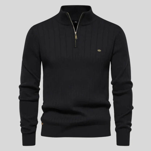 Men's Quarter Zip Ribbed Sweater | Classic Fit