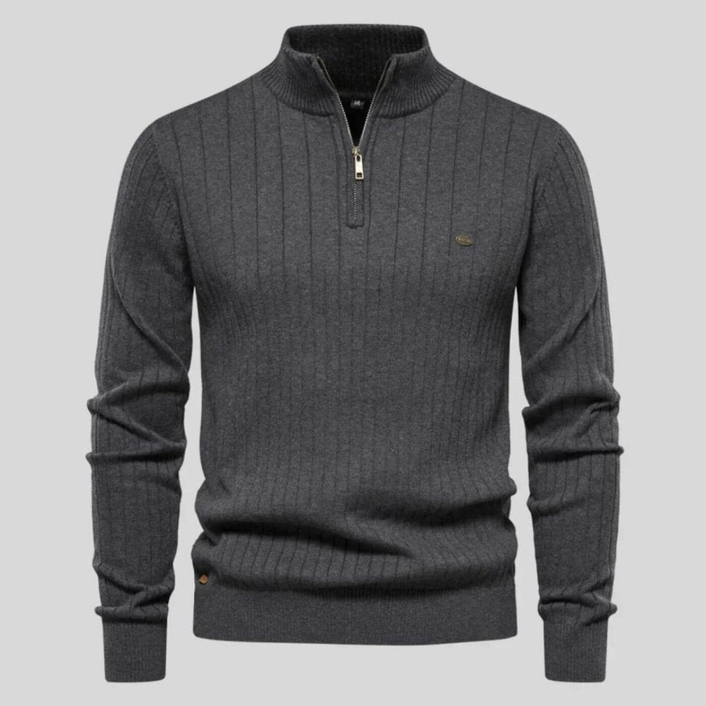 Men's Quarter Zip Ribbed Sweater | Classic Fit