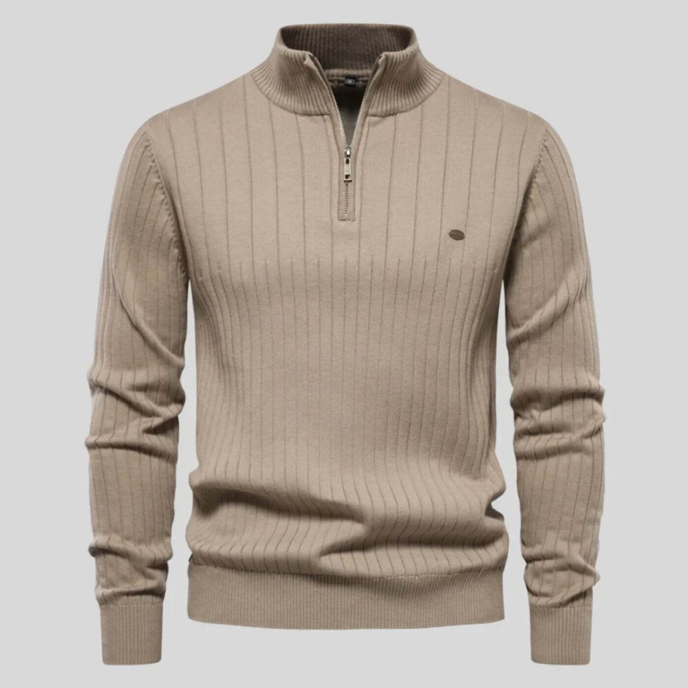 Men's Quarter Zip Ribbed Sweater | Classic Fit