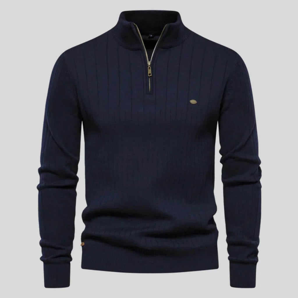 Men's Quarter Zip Ribbed Sweater | Classic Fit