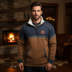 Men’s Winter Quarter Zip Sweater | Printed Trim