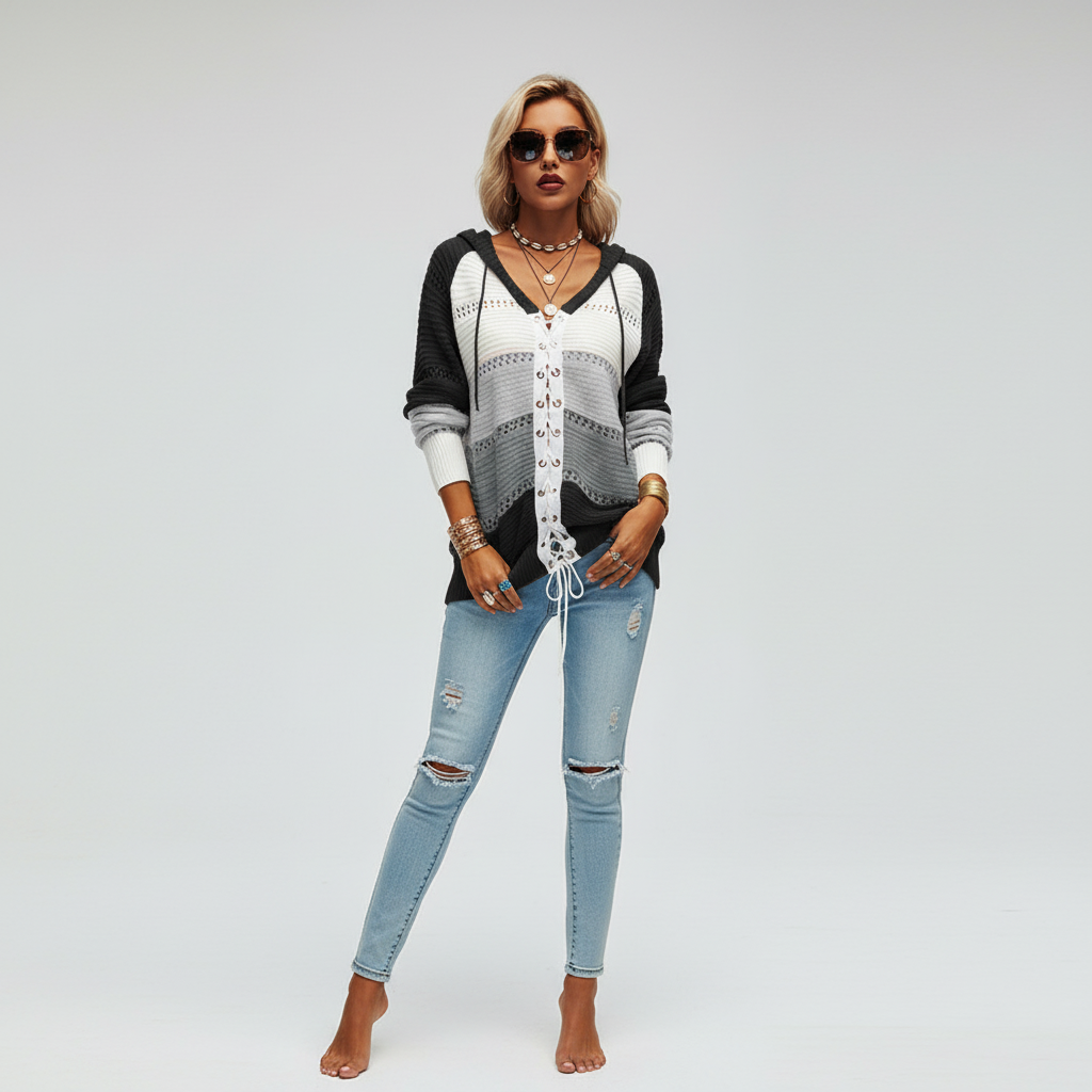 Women’s Hooded Knit Sweater | Openwork