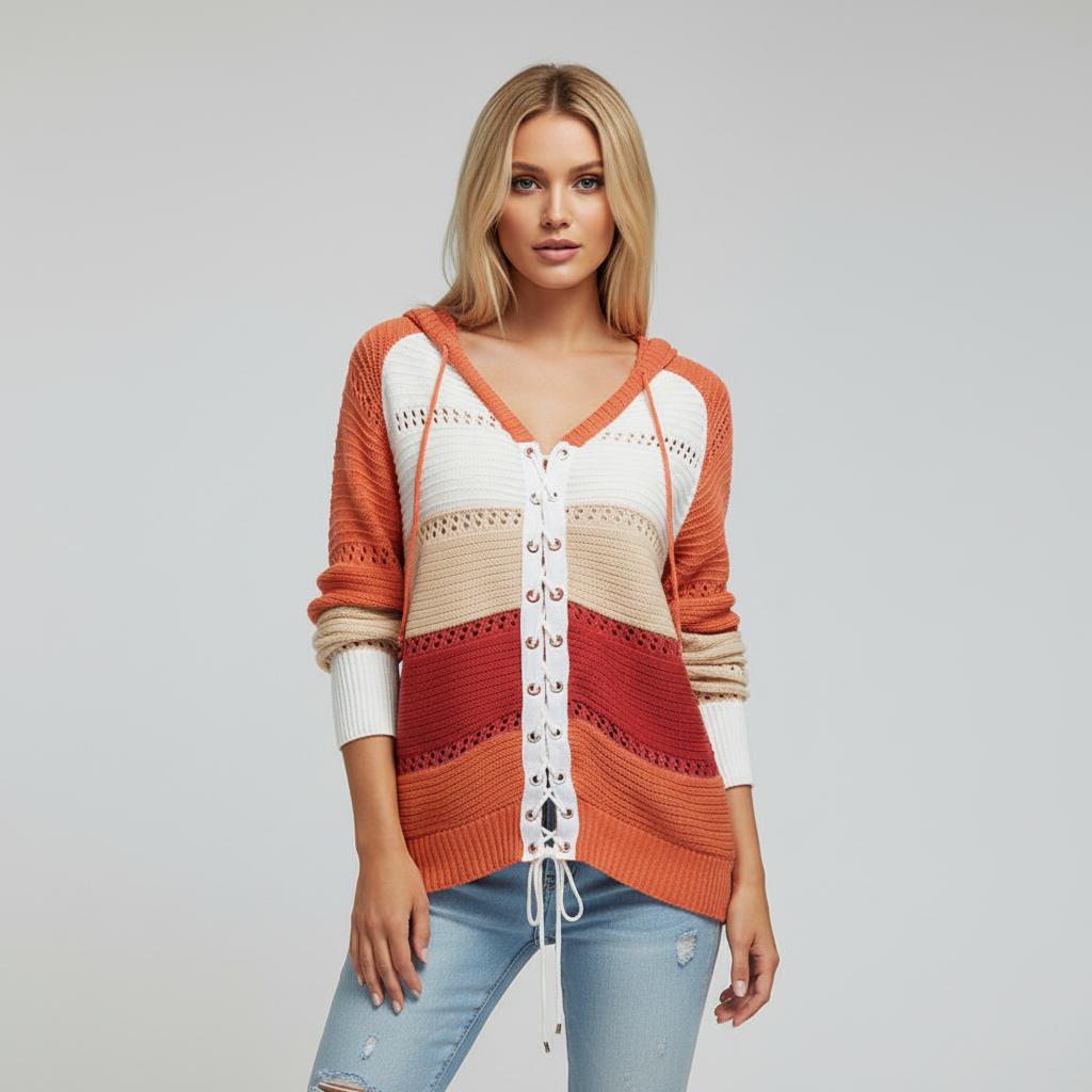 Women’s Hooded Knit Sweater | Openwork