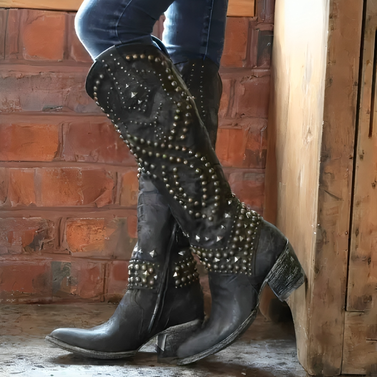 Women's Casual Knee High Cowboy Boots | Pointed Toe