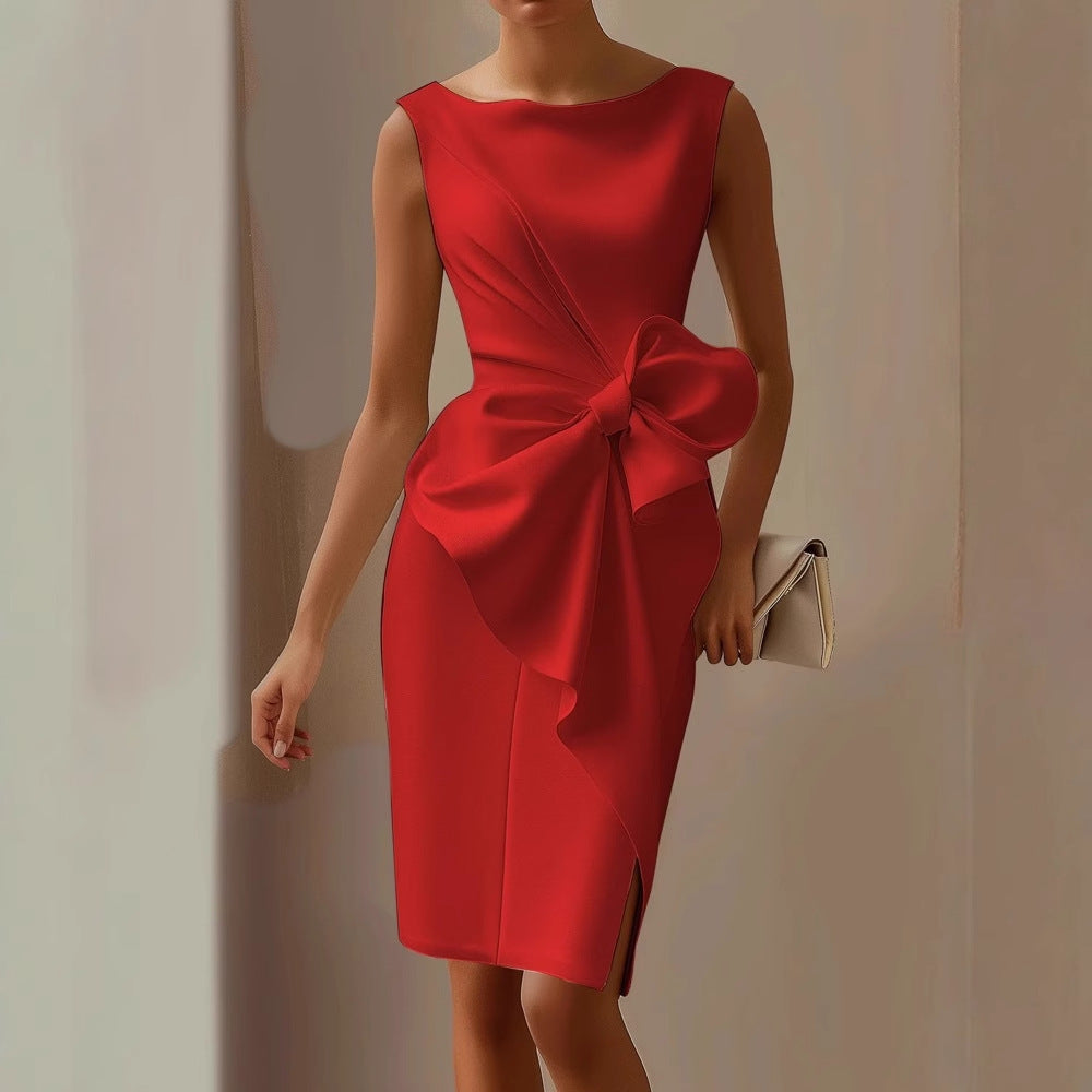 Women's Elegant Bow Waist Dress | Midi