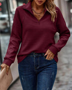 Women’s Ribbed Quarter Zip Sweater | Raised Collar