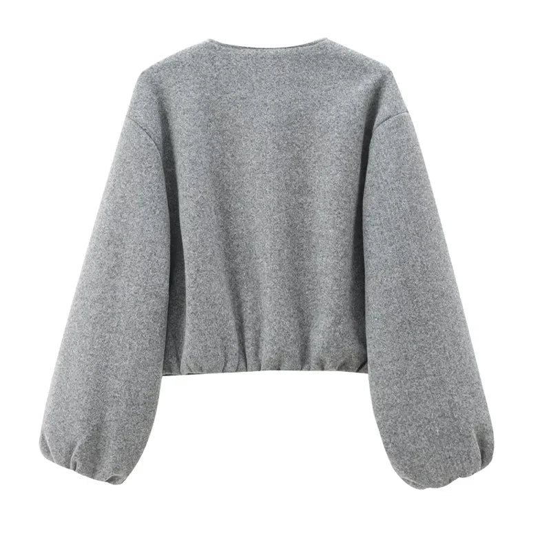 Women's Long Sleeves Zip Up Jacket | Cropped