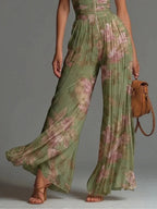 Women's Pleated Wide Leg Jumpsuit | Sleeveless