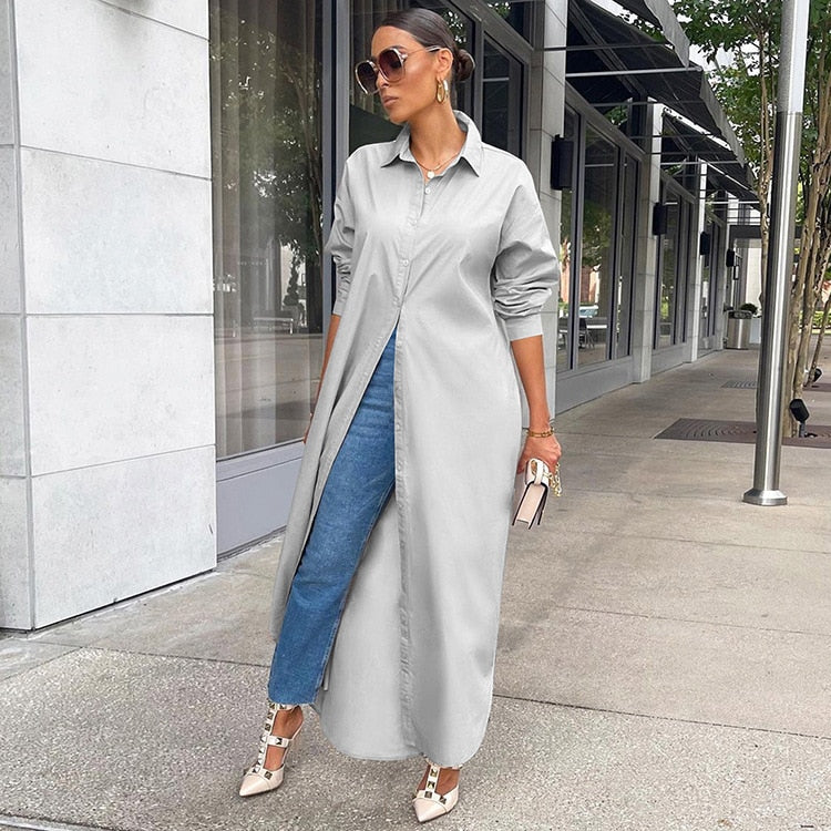 Women’s Button Front Shirt Casual Dress | Maxi
