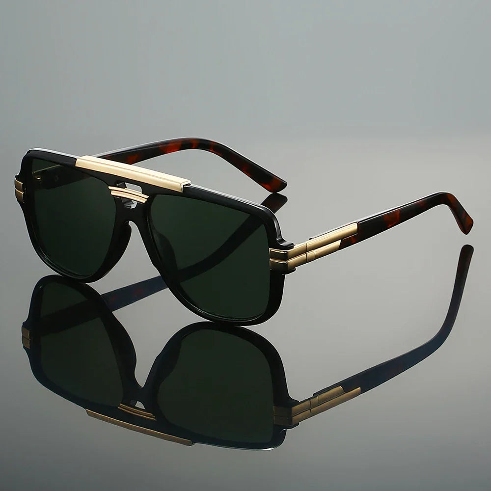 Men's Square Double Bridge Sunglasses | Tinted Lenses