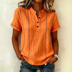 Women's Textured Button Blouse | Short Sleeves