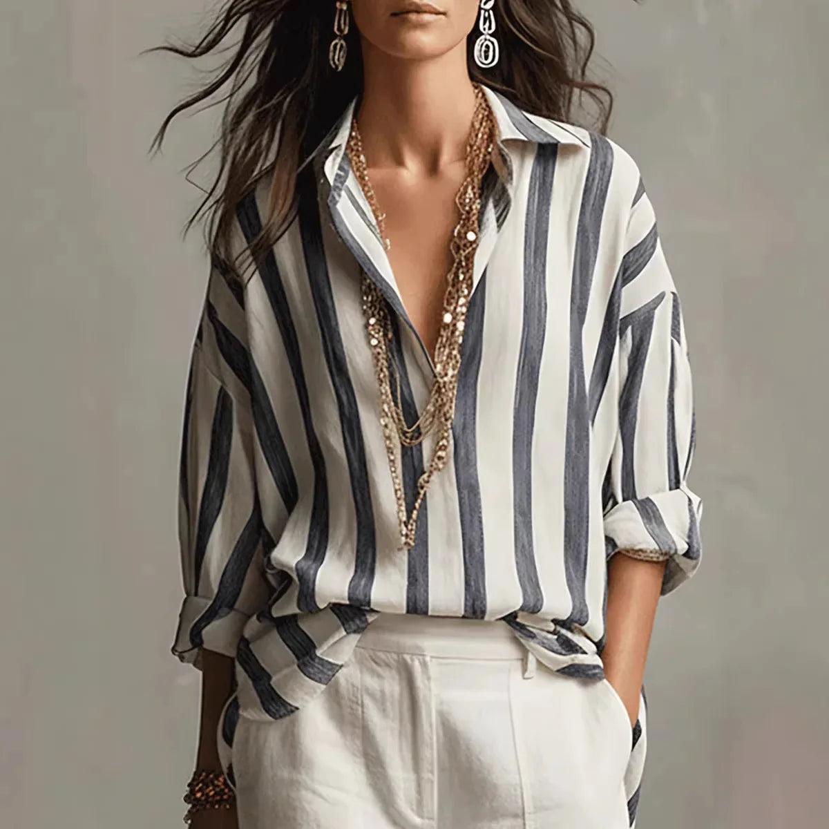 Women's Button Down Striped Shirt | Long Sleeves