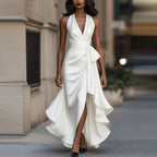 Women's Halter Ruffle Formal Dress | Maxi