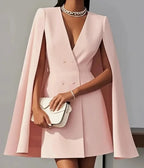 Women's Double Breasted Cape Sleeves Blazer Dress | Mini