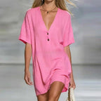 Women's V-Neck Shirt Dress | Mini