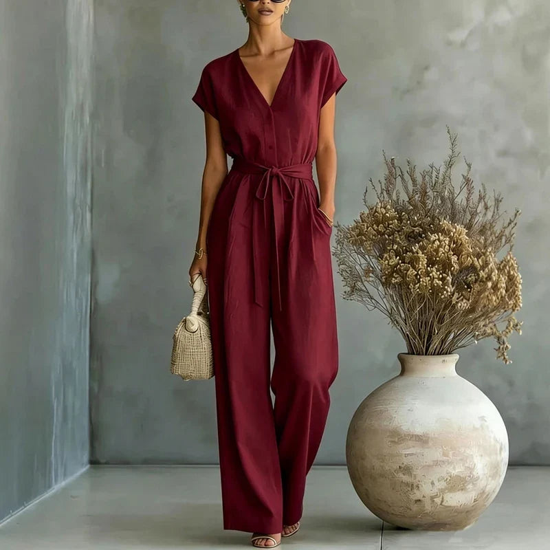 Women's Elegant Tie Waist Jumpsuit | Summer