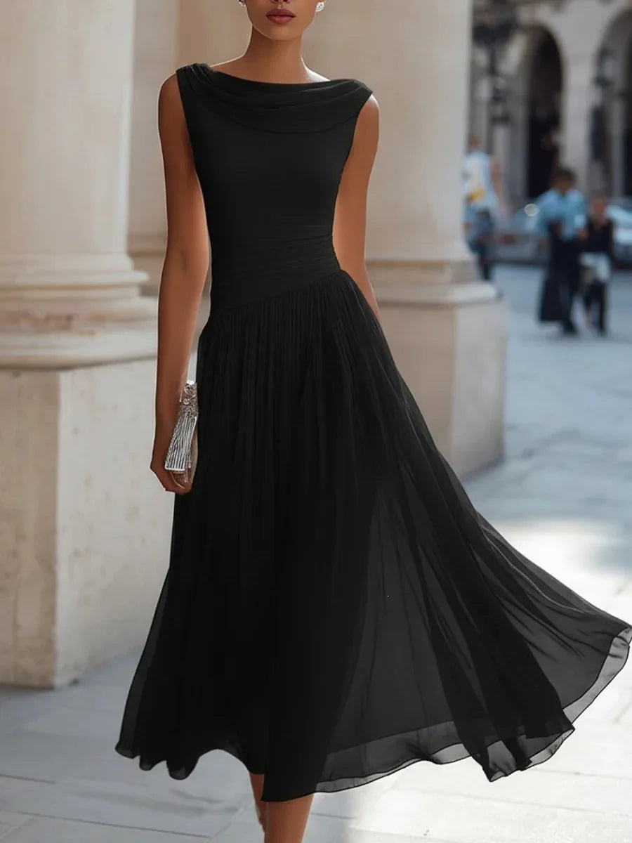 Women's Flowy Pleated Formal Dress | Midi