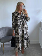 Women’s A-Line Printed Flared Shirt Dress | Midi